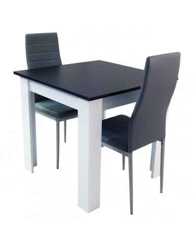 Zestaw stół Modern 80 BW i 2 szare krzesła Nicea