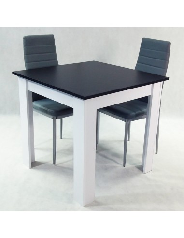 Zestaw stół Modern 80 BW i 2 szare krzesła Nicea