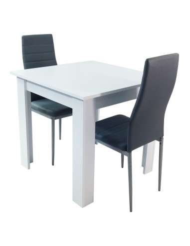 Zestaw stół Modern 80 biały i 2 szare krzesła Nicea