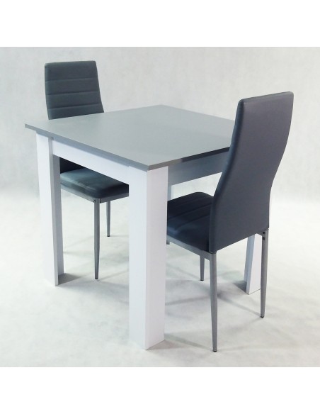 Zestaw stół Modern 80 GW i 2 szare krzesła Nicea
