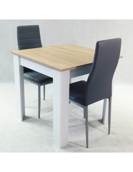 Zestaw stół Modern 80 GW i 2 szare krzesła Nicea