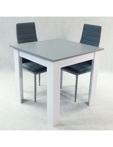 Zestaw stół Modern 80 GW i 2 szare krzesła Nicea