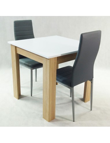Zestaw stół Modern 80 SW i 2 szare krzesła Nicea