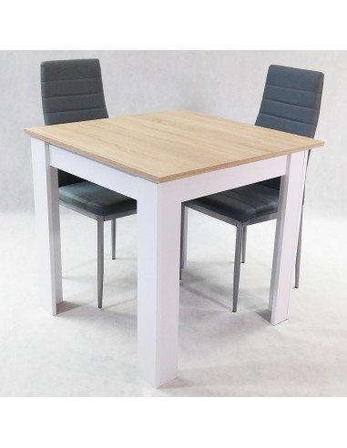 Zestaw stół Modern 80 SW i 2 szare krzesła Nicea