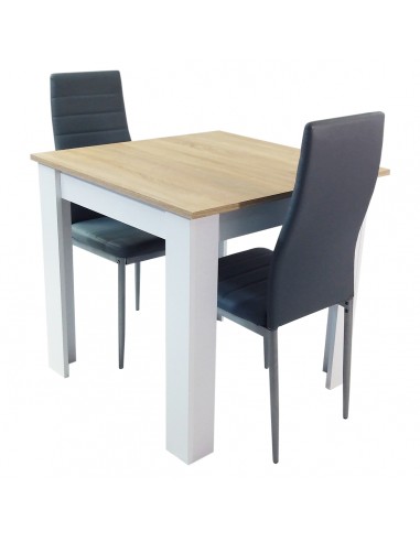 Zestaw stół Modern 80 SW i 2 szare krzesła Nicea