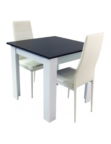 Zestaw stół Modern 80 BW i 2 białe krzesła Nicea