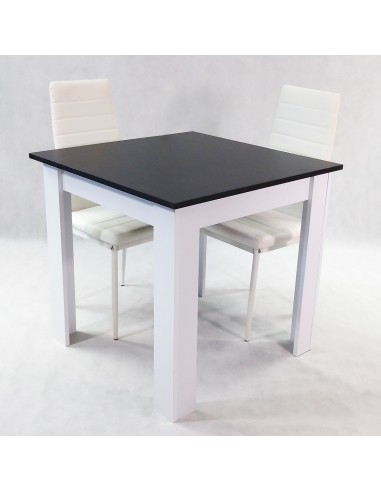 Zestaw stół Modern 80 BW i 2 białe krzesła Nicea