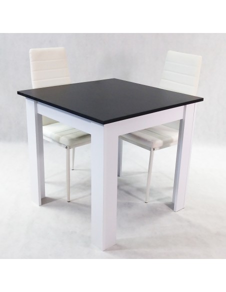 Zestaw stół Modern 80 BW i 2 białe krzesła Nicea