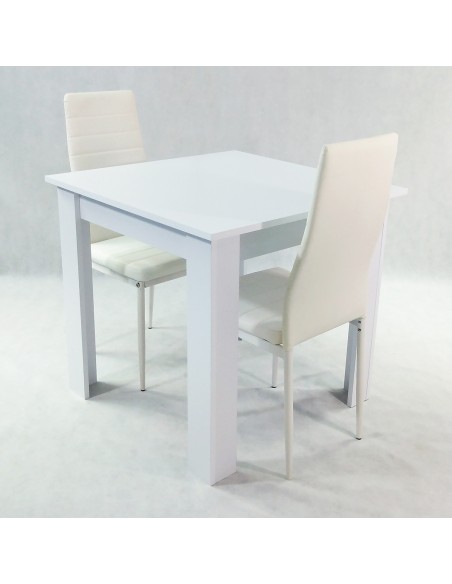 Zestaw stół Modern 80 biały i 2 białe krzesła Nicea