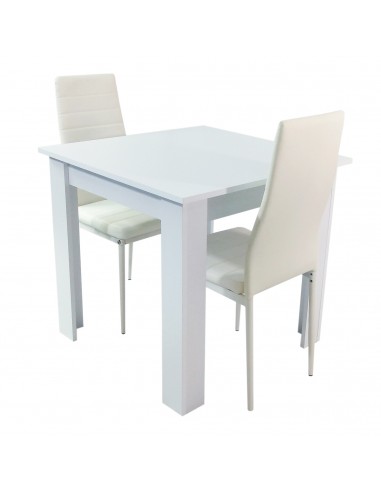 Zestaw stół Modern 80 biały i 2 białe krzesła Nicea