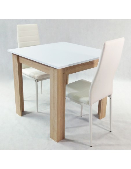 Zestaw stół Modern 80 GW i 2 białe krzesła Nicea