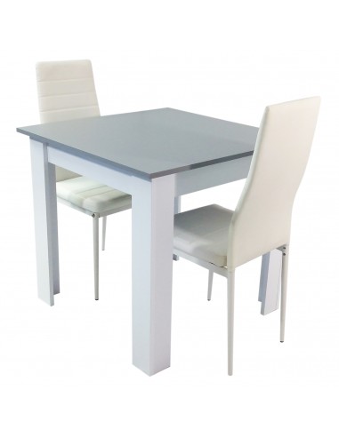 Zestaw stół Modern 80 GW i 2 białe krzesła Nicea