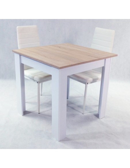 Zestaw stół Modern 80 SW i 2 białe krzesła Nicea