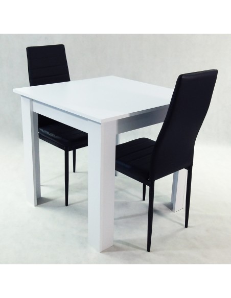 Zestaw stół Modern 80 BW i 2 czarne krzesła Nicea