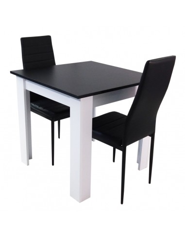 Zestaw stół Modern 80 BW i 2 czarne krzesła Nicea