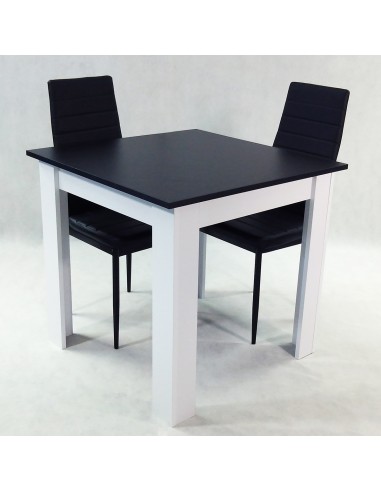 Zestaw stół Modern 80 BW i 2 czarne krzesła Nicea