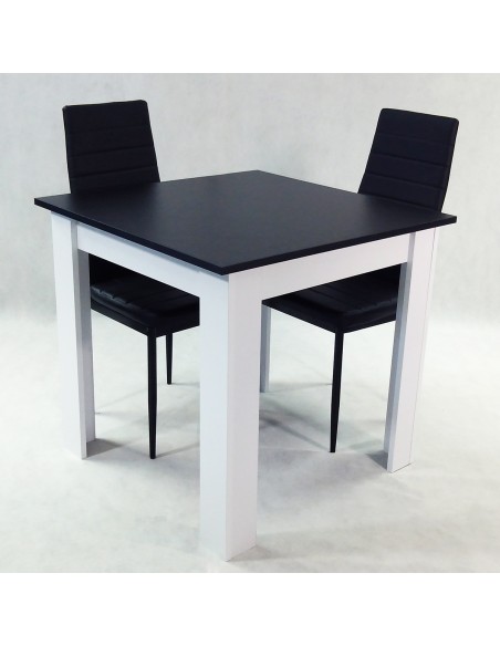 Zestaw stół Modern 80 BW i 2 czarne krzesła Nicea