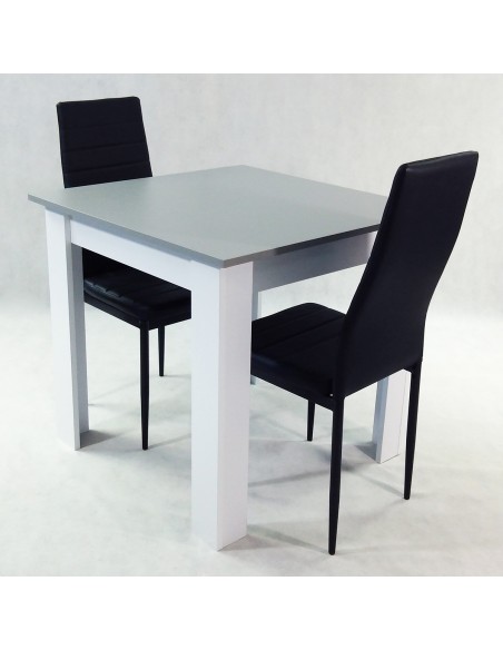 Zestaw stół Modern 80 biały i 2 czarne krzesła Nicea