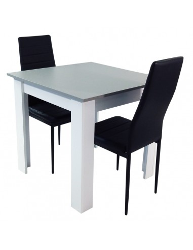 Zestaw stół Modern 80 GW i 2 czarne krzesła Nicea
