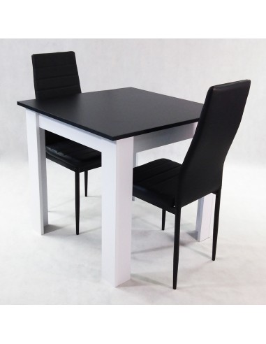 Zestaw stół Modern 80 SW i 2 czarne krzesła Nicea