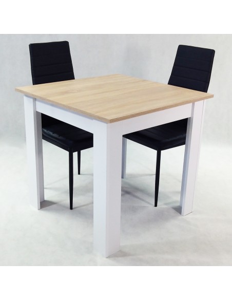 Zestaw stół Modern 80 SW i 2 czarne krzesła Nicea