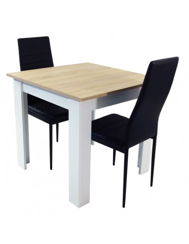 Zestaw stół Modern 80 SW i 2 czarne krzesła Nicea