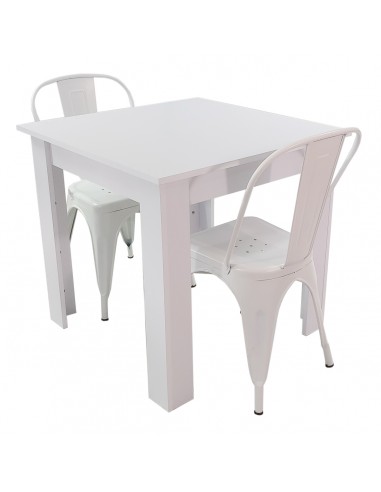 Zestaw stół Modern 80 biały i 2 krzesła Paris białe
