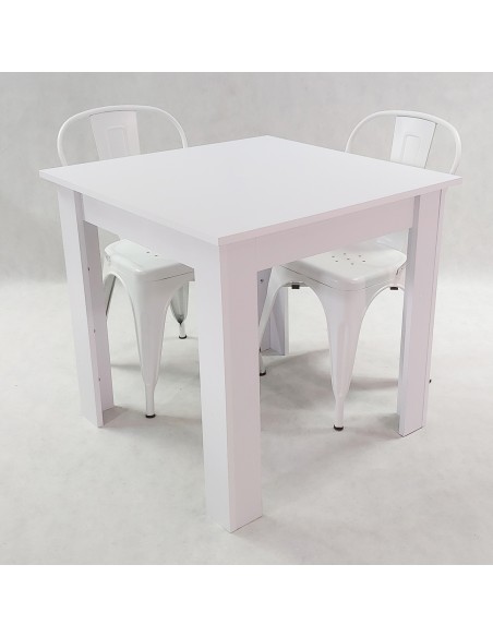 Zestaw stół Modern 80 biały i 2 krzesła Paris białe