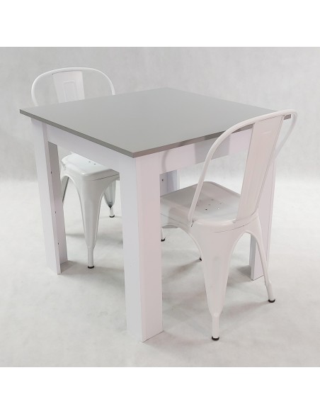 Zestaw stół Modern 80 biały i 2 krzesła Paris białe