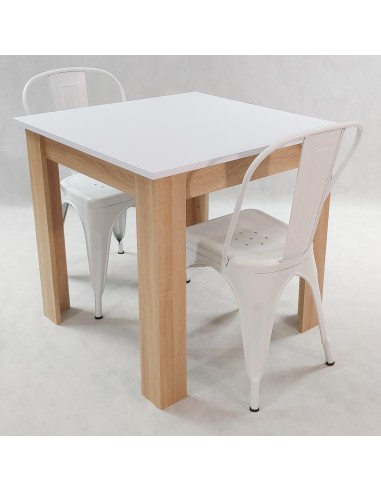 Zestaw stół Modern 80 BW i 2 krzesła Paris białe