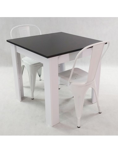 Zestaw stół Modern 80 BW i 2 krzesła Paris białe