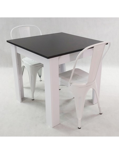 Zestaw stół Modern 80 BW i 2 krzesła Paris białe