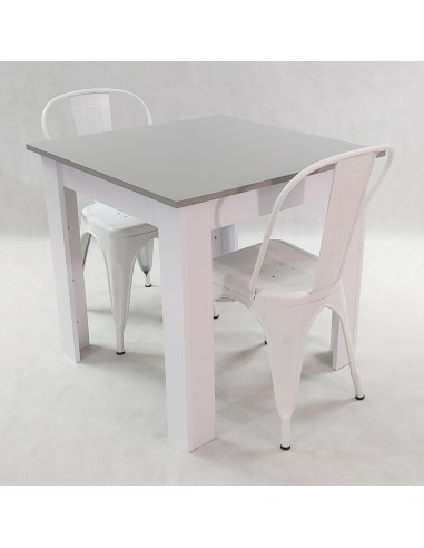 Zestaw stół Modern 80 BW i 2 krzesła Paris białe