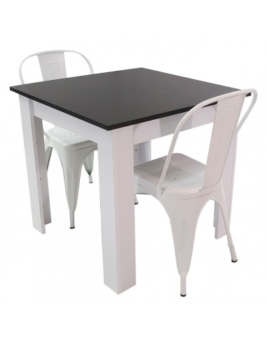 Zestaw stół Modern 80 BW i 2 krzesła Paris białe