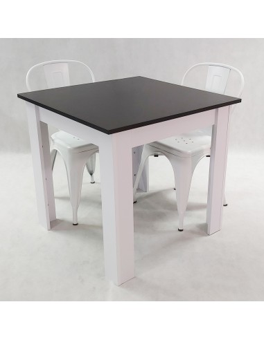 Zestaw stół Modern 80 BW i 2 krzesła Paris białe