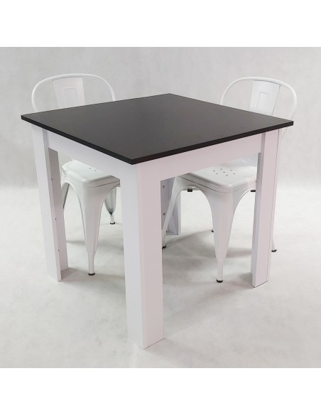 Zestaw stół Modern 80 BW i 2 krzesła Paris białe