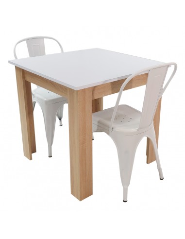 Zestaw stół Modern 80 WS i 2 krzesła Paris białe