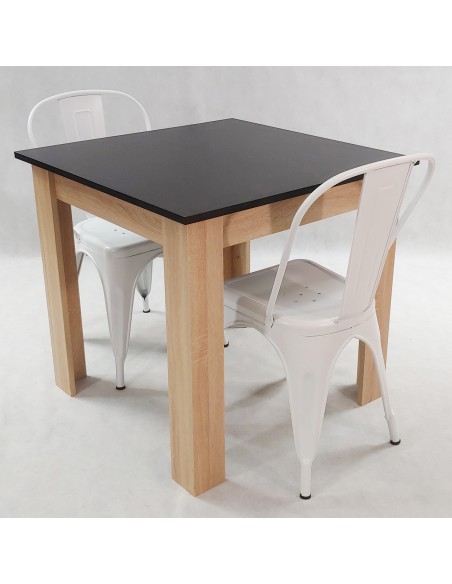 Zestaw stół Modern 80 sonoma i 2 krzesła Paris białe