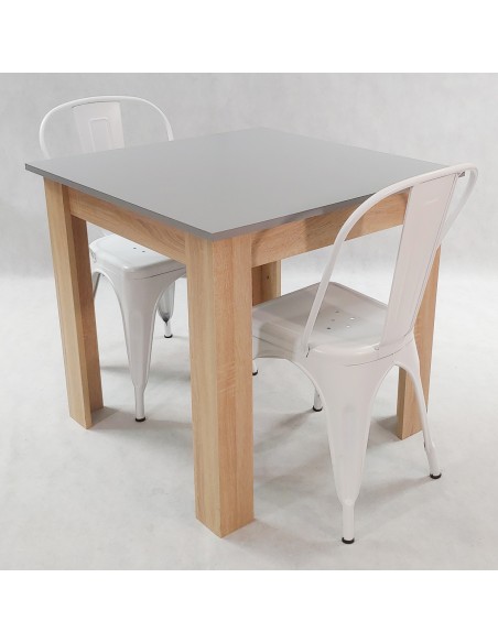Zestaw stół Modern 80 sonoma i 2 krzesła Paris białe