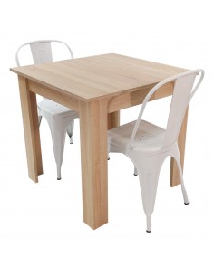 Zestaw stół Modern 80 sonoma i 2 krzesła Paris białe