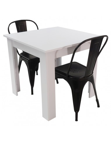 Zestaw stół Modern 80 biały i 2 krzesła Paris czarne