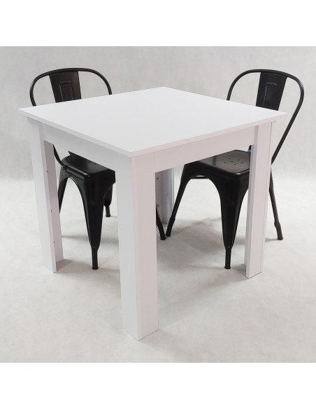 Zestaw stół Modern 80 biały i 2 krzesła Paris czarne