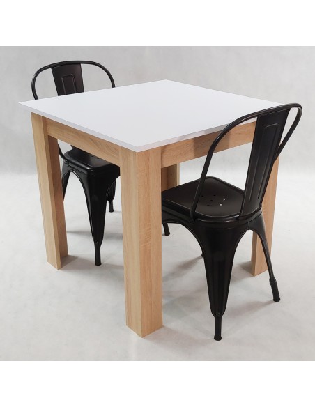 Zestaw stół Modern 80 biały i 2 krzesła Paris czarne