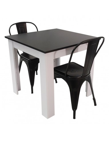 Zestaw stół Modern 80 BW i 2 krzesła Paris czarne