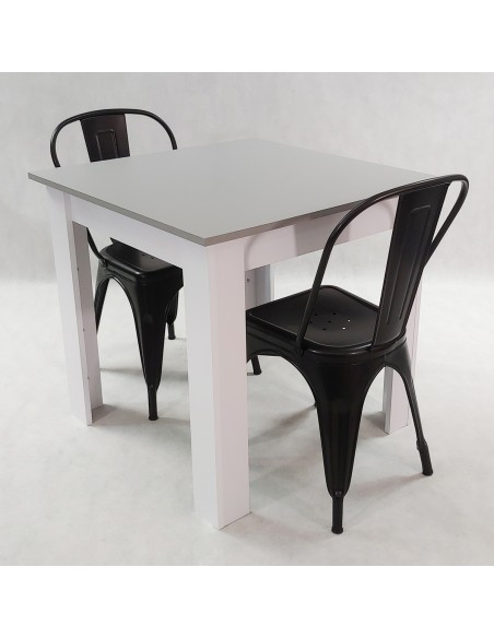 Zestaw stół Modern 80 sonoma i 2 krzesła Paris czarne