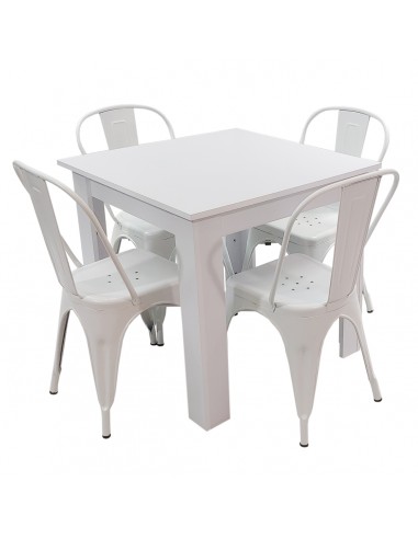 Zestaw stół Modern 80 biały i 4 krzesła Paris białe