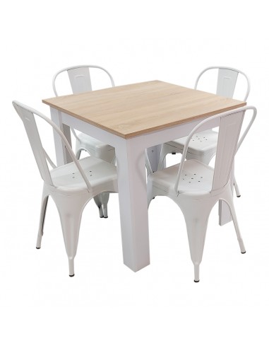 Zestaw stół Modern 80 SW i 4 krzesła Paris białe