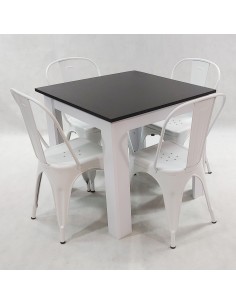 Zestaw stół Modern 80 BW i 4 krzesła Paris białe 2