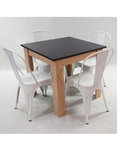 Zestaw stół Modern 80 WS i 4 krzesła Paris białe