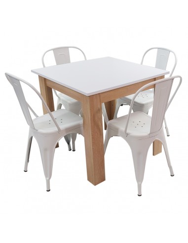 Zestaw stół Modern 80 WS i 4 krzesła Paris białe